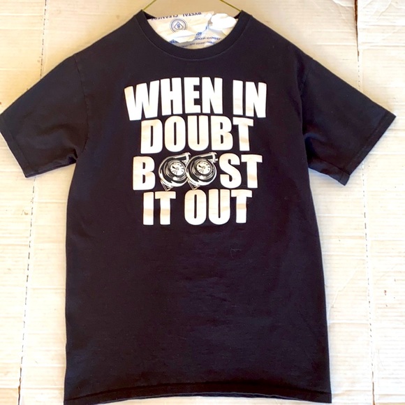 Black “When in Doubt Boost it Out”’Automobile Turbo Graphic Men S Tee - Picture 1 of 3